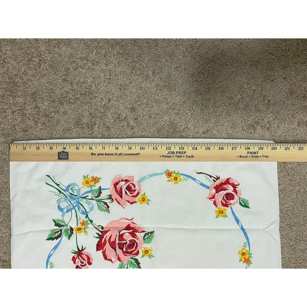Vintage Red Roses Rose Pillowcase 50s 60s 70s Granny Core Floral